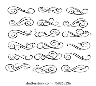 Set of decorative elements.Vector illustration. Black on white.