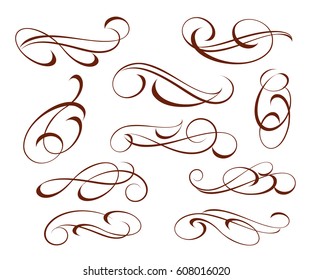   Set decorative elements.Vector illustration.Brown on white.