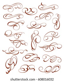   Set decorative elements.Vector illustration.Brown on white.