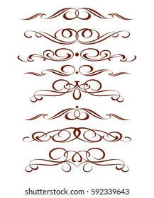 Set of decorative elements.Vector illustration.Well built for easy editing.For calligraphy graphic design, postcard, menu, wedding invitation, romantic style.