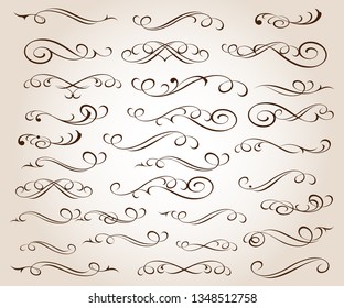 Set of decorative elimen.Dividers.Vector illustration.