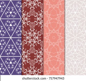set of decorative ethnic background. seamless vector illustration. decorative floral ornament for fashion design