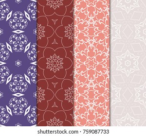 set of decorative ethnic background. seamless vector illustration. decorative floral ornament for fashion design