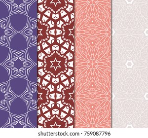 set of decorative ethnic background. seamless vector illustration. decorative floral ornament for fashion design