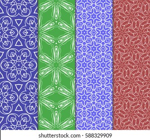 set of decorative ethnic ornament. Seamless vector illustration. Floral style. For interior design, fabric print, page fill, wallpaper, textile