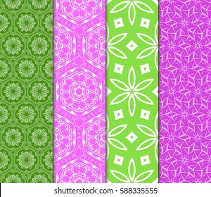 set of decorative ethnic ornament. Seamless vector illustration. Floral style. For interior design, fabric print, page fill, wallpaper, textile