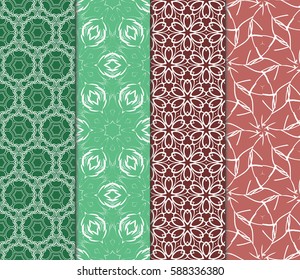set of decorative ethnic ornament. Seamless vector illustration. Floral style. For interior design, fabric print, page fill, wallpaper, textile