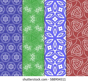 set of decorative ethnic ornament. Seamless vector illustration. Floral style. For interior design, fabric print, page fill, wallpaper, textile