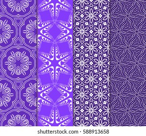 set of decorative ethnic ornament. Seamless vector illustration. Floral style. For interior design, fabric print, page fill, wallpaper, textile