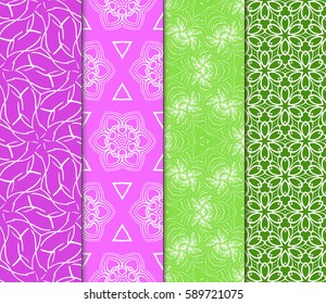 set of decorative ethnic ornament. Seamless vector illustration. Floral style. For interior design, fabric print, page fill, wallpaper, textile