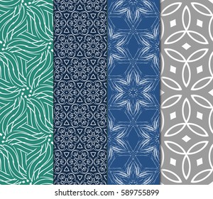 set of decorative ethnic ornament. Seamless vector illustration. Floral style. For interior design, fabric print, page fill, wallpaper, textile