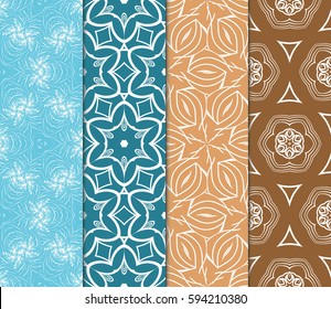 set of decorative ethnic ornament. Seamless vector illustration. Floral style. For interior design, fabric print, page fill, wallpaper, textile