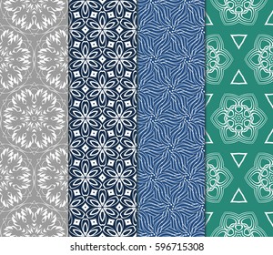 set of decorative ethnic ornament. Seamless vector illustration. Floral style. For interior design, fabric print, page fill, wallpaper, textile