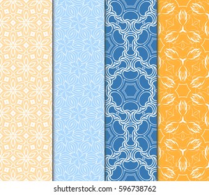 set of decorative ethnic ornament. Seamless vector illustration. Floral style. For interior design, fabric print, page fill, wallpaper, textile