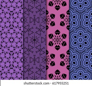 set of decorative ethnic ornament. Seamless vector illustration. Floral style. For interior design, fabric print, page fill, wallpaper, textile