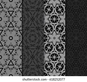 set of decorative ethnic ornament. Seamless vector illustration. Floral style. For interior design, fabric print, page fill, wallpaper, textile