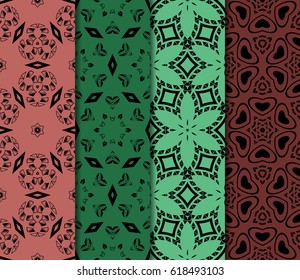 set of decorative ethnic ornament. Seamless vector illustration. Floral style. For interior design, fabric print, page fill, wallpaper, textile