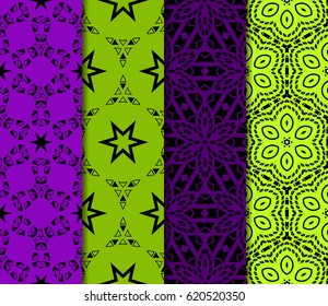 set of decorative ethnic ornament. Seamless vector illustration. Floral style. For interior design, fabric print, page fill, wallpaper, textile