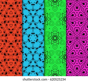 set of decorative ethnic ornament. Seamless vector illustration. Floral style. For interior design, fabric print, page fill, wallpaper, textile