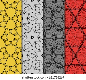 set of decorative ethnic ornament. Seamless vector illustration. Floral style. For interior design, fabric print, page fill, wallpaper, textile