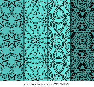 set of decorative ethnic ornament. Seamless vector illustration. Floral style. For interior design, fabric print, page fill, wallpaper, textile