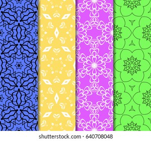 set of decorative ethnic ornament. Seamless vector illustration. Floral style. For interior design, fabric print, page fill, wallpaper, textile