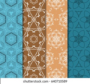 set of decorative ethnic ornament. Seamless vector illustration. Floral style. For interior design, fabric print, page fill, wallpaper, textile