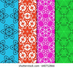 set of decorative ethnic ornament. Seamless vector illustration. Floral style. For interior design, fabric print, page fill, wallpaper, textile