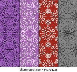 set of decorative ethnic ornament. Seamless vector illustration. Floral style. For interior design, fabric print, page fill, wallpaper, textile