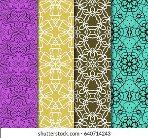 set of decorative ethnic ornament. Seamless vector illustration. Floral style. For interior design, fabric print, page fill, wallpaper, textile