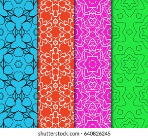 set of decorative ethnic ornament. Seamless vector illustration. Floral style. For interior design, fabric print, page fill, wallpaper, textile
