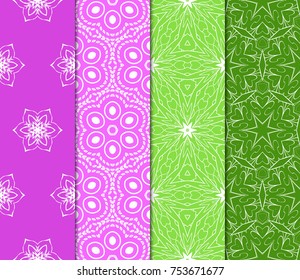 Set of decorative ethnic ornament. Seamless vector illustration. Floral style. for printing on fabric, paper for scrapbooking, wallpaper, cover, page book