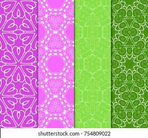 Set of decorative ethnic ornament. Seamless vector illustration. Floral style. for printing on fabric, paper for scrapbooking, wallpaper, cover, page book