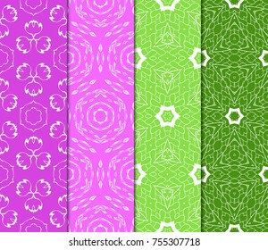 Set of decorative ethnic ornament. Seamless vector illustration. Floral style. for printing on fabric, paper for scrapbooking, wallpaper, cover, page book