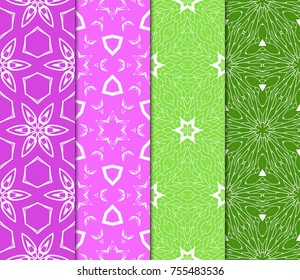 Set of decorative ethnic ornament. Seamless vector illustration. Floral style. for printing on fabric, paper for scrapbooking, wallpaper, cover, page book