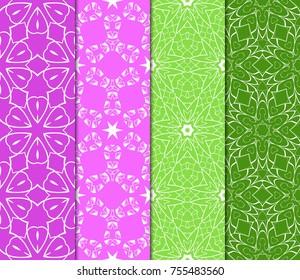 Set of decorative ethnic ornament. Seamless vector illustration. Floral style. for printing on fabric, paper for scrapbooking, wallpaper, cover, page book