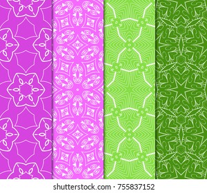 Set of decorative ethnic ornament. Seamless vector illustration. Floral style. for printing on fabric, paper for scrapbooking, wallpaper, cover, page book