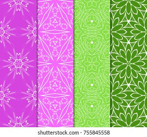 Set of decorative ethnic ornament. Seamless vector illustration. Floral style. for printing on fabric, paper for scrapbooking, wallpaper, cover, page book