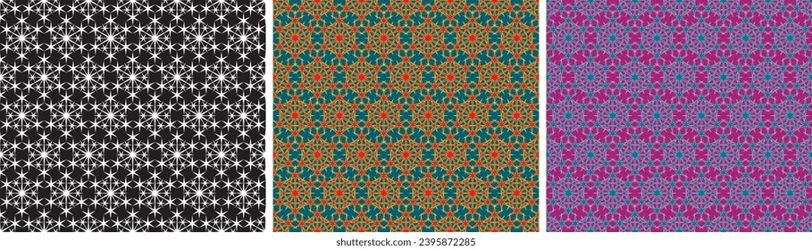 set of decorative fabric or paper Christmas seamless textures