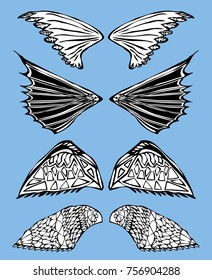 set of the decorative fabulous wings