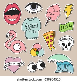 Set of Decorative Fashion Patches, Badges, or Pins