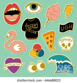 Set of Decorative Fashion Patches, Badges, or Pins 