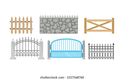 Set Of Decorative Fence With Different Design Vector Illustration
