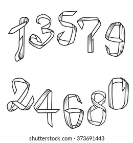 Set of decorative figures. The tape in the form of numbers. Vector.