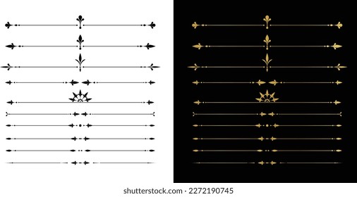 Un conjunto de azulejos decorativos florece y bonitos divisores. Elementos vintage clásicos, ilustración vectorial