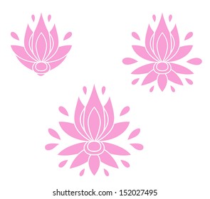 set of decorative flat silhouette floral elements for design. vector illustration