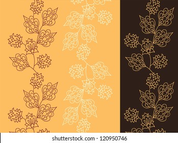 set of decorative floral borders
