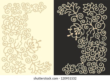 set of decorative floral borders