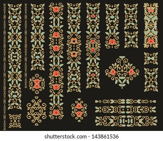 Set of decorative floral borders