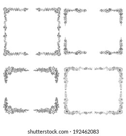 Set of decorative  floral borders